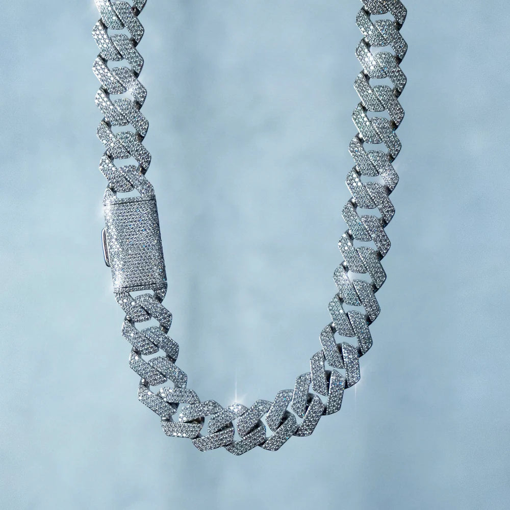CADENA CUBANA 20MM ORO BLANCO 18K