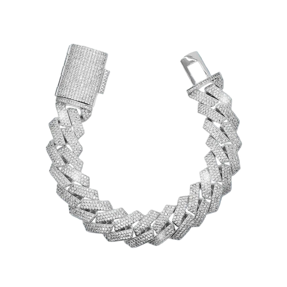 BRAZALETE CUBANA 20MM ORO BLANCO 18K
