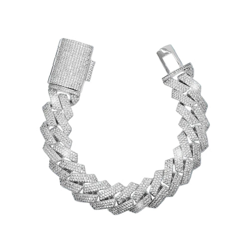 BRAZALETE CUBANA 20MM ORO BLANCO 18K