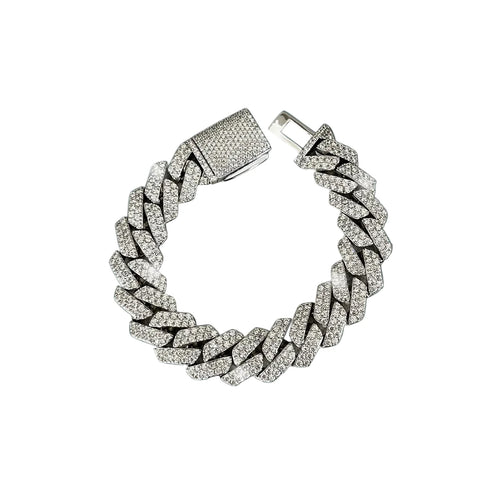 BRAZALETE CUBANA 15MM ORO BLANCO 18K