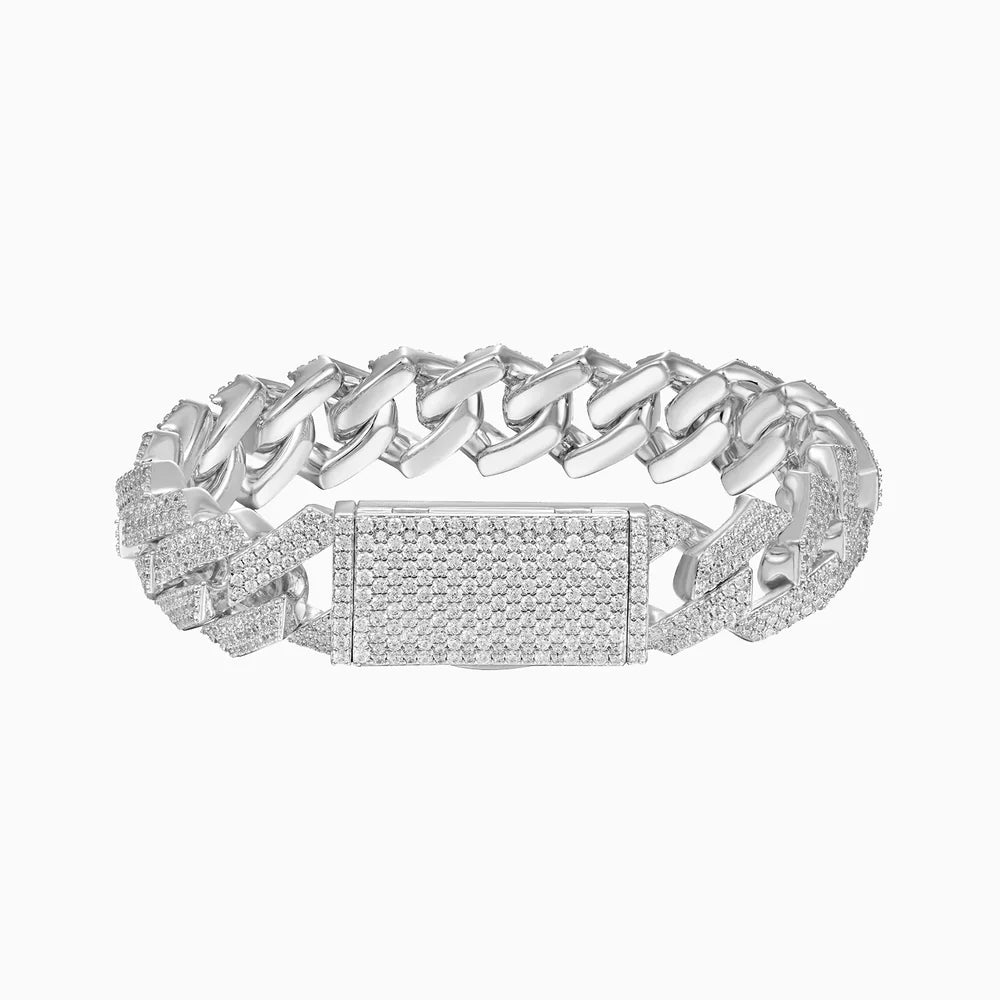 BRAZALETE CUBANA 20MM ORO BLANCO 18K